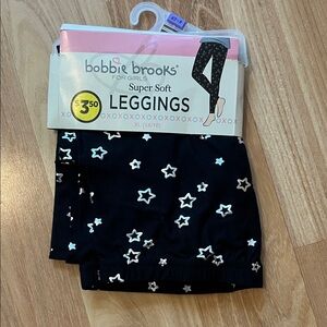 Bobbie Brooks Black and White Star Leggings Size XL